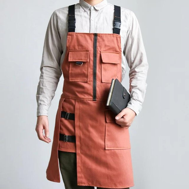 Jeanschürze Arbeitsschürze von Yiran Furniture in Orange für Damen und Herren - Bild 1