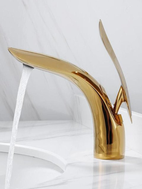 Aura Living Einhebel-Waschbeckenarmatur aus Messing in Gold, Chrom oder Schwarz - Bild 1