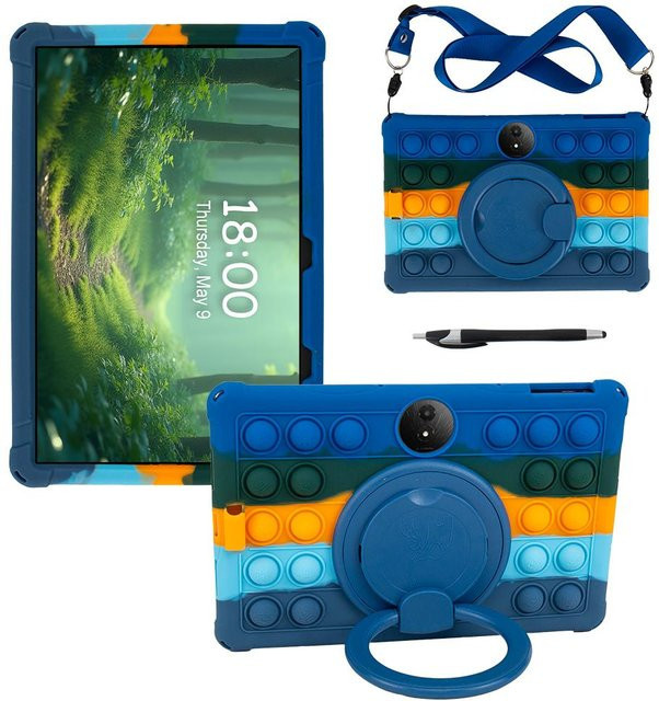 Kindertasche für TCL Tab 11 Gen2 11 Zoll 9465X mit Blasenhalterung, Schultergurt und Stifthalter in Multicolour - Bild 1