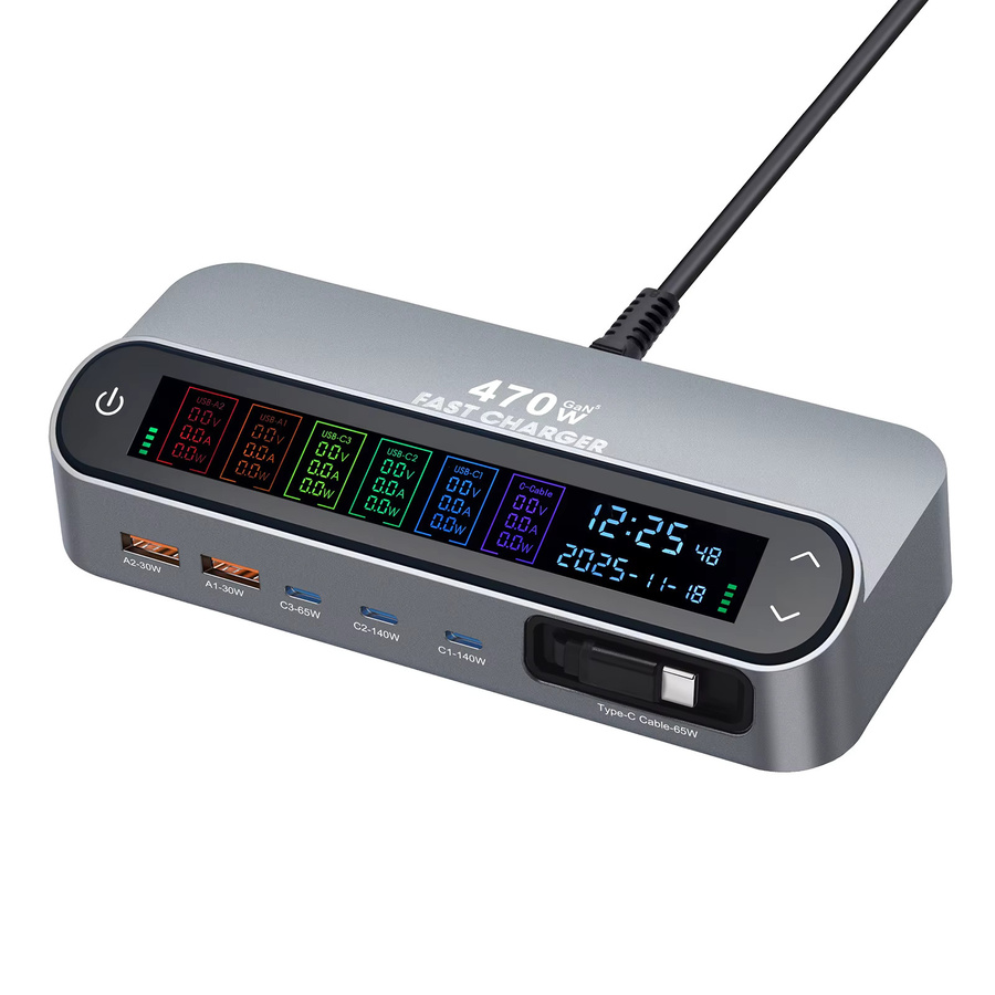 deepartner 470 W GaN-Ladegerät mit 140 W PD3.1 PPS USB Typ C Digitalanzeige Schnellladestation für iPhone 15 16 MacBook und Samsung Laptops - Bild 2