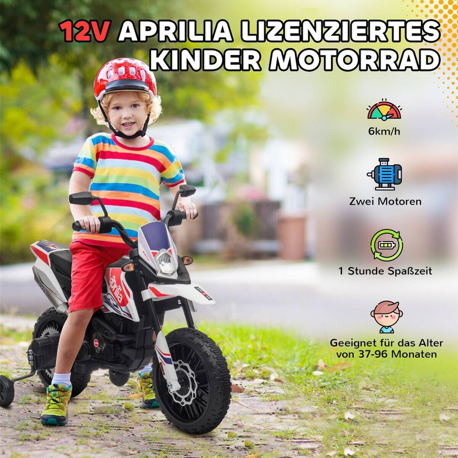 AIYAPLAY Kinder Elektro-Motorrad Weiß mit Musik ab 3 Jahren - Bild 5
