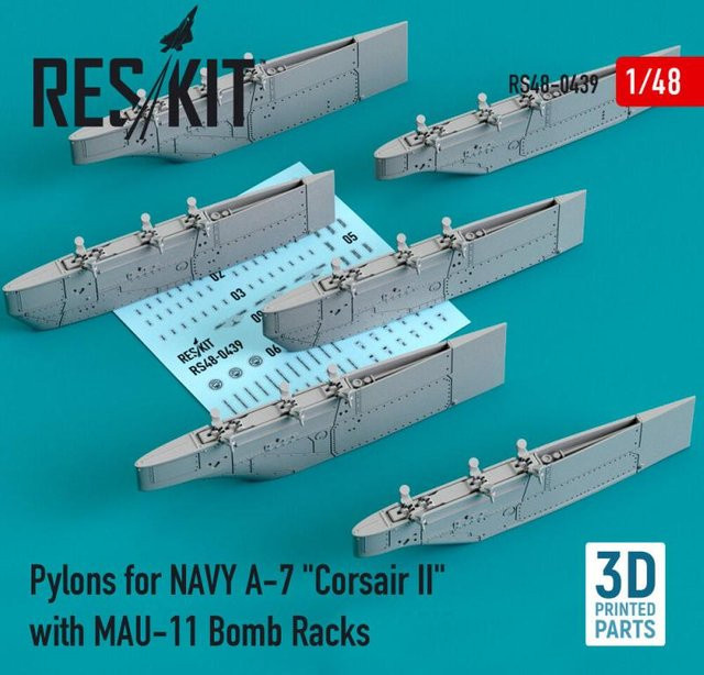 ResKit Models Pylons for NAVY A-7 Corsair II with MAU-11 Bomb Racks, 3D Printed - Bild 1