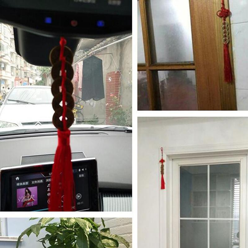 Little Angel Feng Shui Glücksbringer Chinesischer Knoten mit Kupfermünzen in Rot aus Metalllegierung zur Dekoration von Heim und Auto - Bild 6