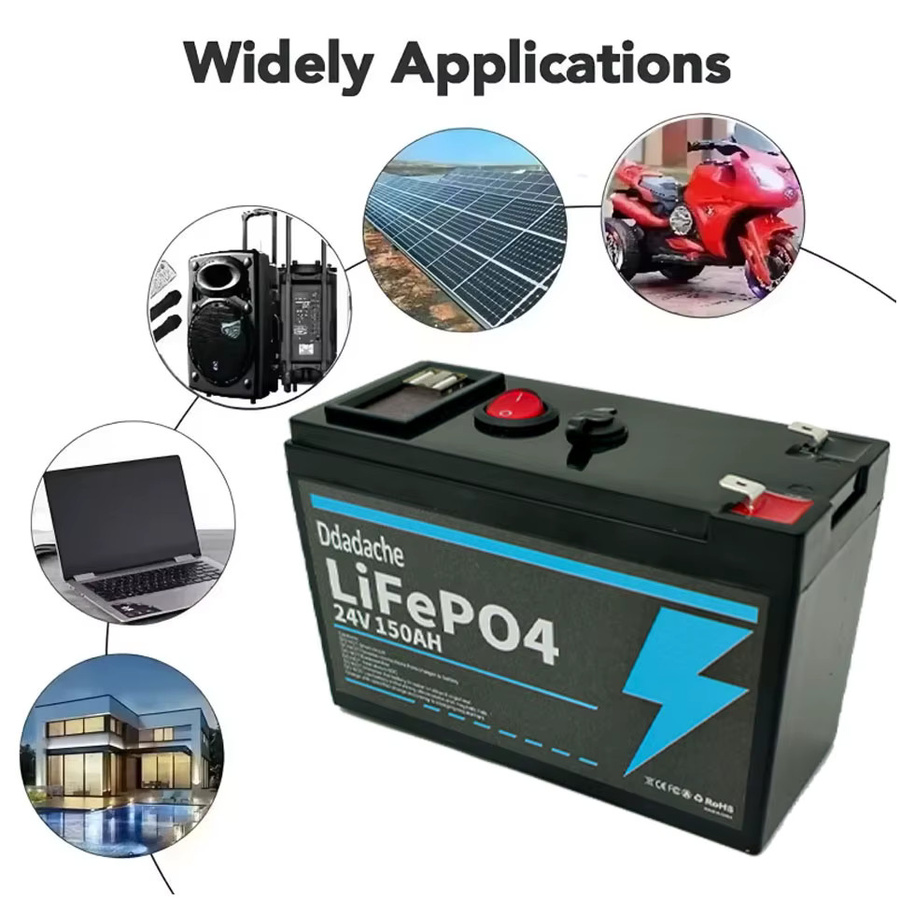 24V LiFePO4 150Ah Lithium-Batterie in Schwarz für Power Wheels, Roller, Radio, USV, Kajak-Fischfinder und Solarpanels - Bild 3