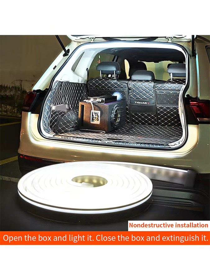 Flexible LED Umgebungsbeleuchtung für dein Auto aus Silikon in Weiß zur Dekoration von Heckklappe und Frunk - Bild 6