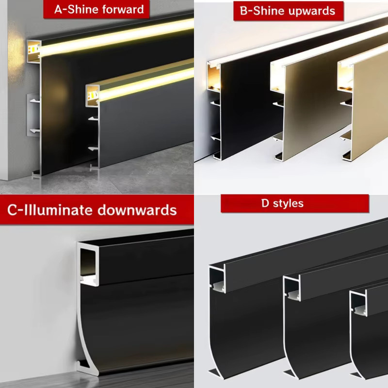 Ksdligh Aluminium LED Profil für Boden und Wand, Eck-Sockelleiste für Treppen und Korridore, 1 m Länge - Bild 4