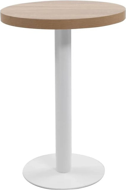 DELUKE Bistrotisch FLORI Rund in Hellbraun/Weiß aus MDF und Stahl, Durchmesser: 60 cm, Höhe: 75 cm - Bild 1