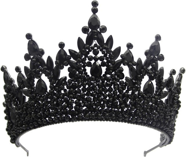 Wucifang Jewelry Hochzeitskrone, Messing, Schwarz, Zirkonia, Kristall, Damen - Bild 1