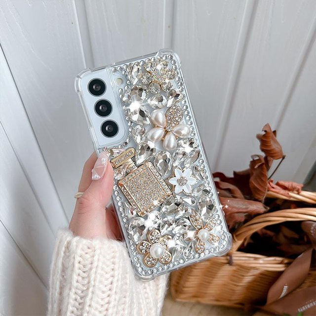 Luxus Bling Strass Handyhülle mit Diamant Abdeckung für Samsung Galaxy und Huawei P30 Lite in Schwarz - Bild 1