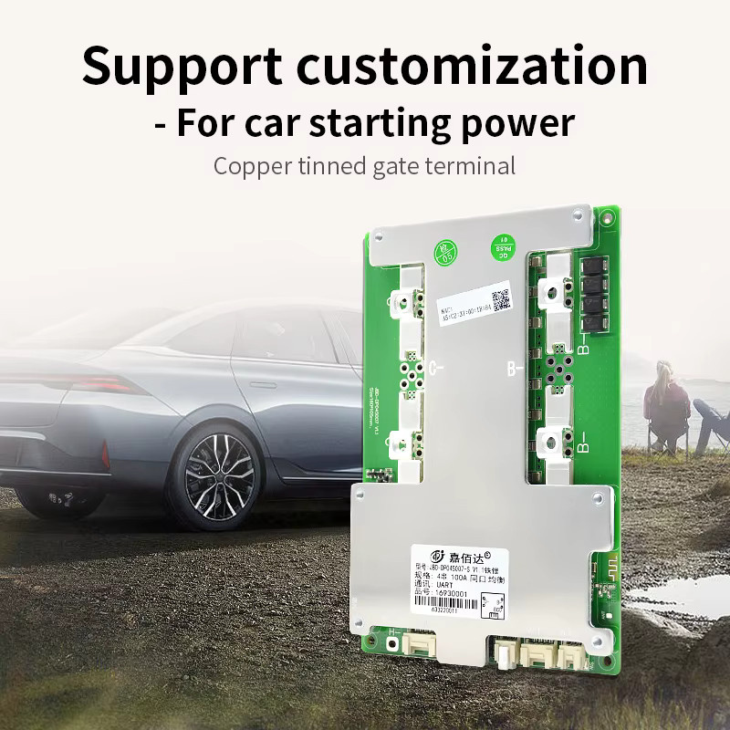 JiaBaiDa Smart BMS Batterieschutzplatine mit Bluetooth und UART-Heizungsserie für 3S 4S 12V (60A bis 150A) in Grün - Bild 2