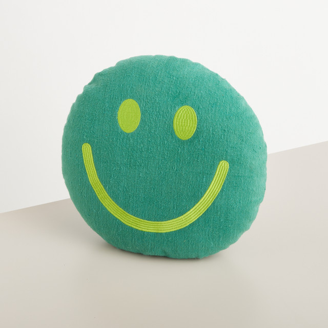 Baumwollkissen Smiley von BLUME2000, rund, Grün, Durchmesser: 45 cm - Bild 1