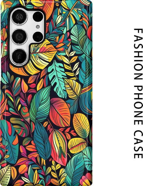 Glänzende Handyhülle mit Blattmuster für Samsung Galaxy S26 S25 S24 S23 S20 FE A56 A36 Ultra in Multicolour - Bild 1