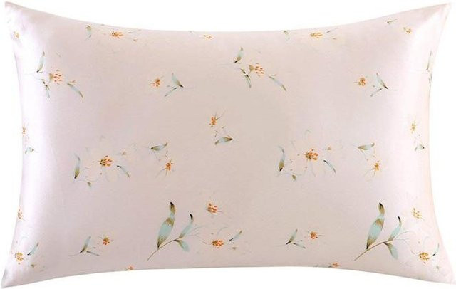 JMG Clothing Maulbeer-Seiden-Kissenbezug mit floralem Design in Weiß, B/H: 50 x 70 cm - Bild 1