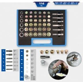 Brilliant Tools Reparatursatz für Öl-Ablassschrauben-Gewinde, 114-teilig, Silber - Bild 1