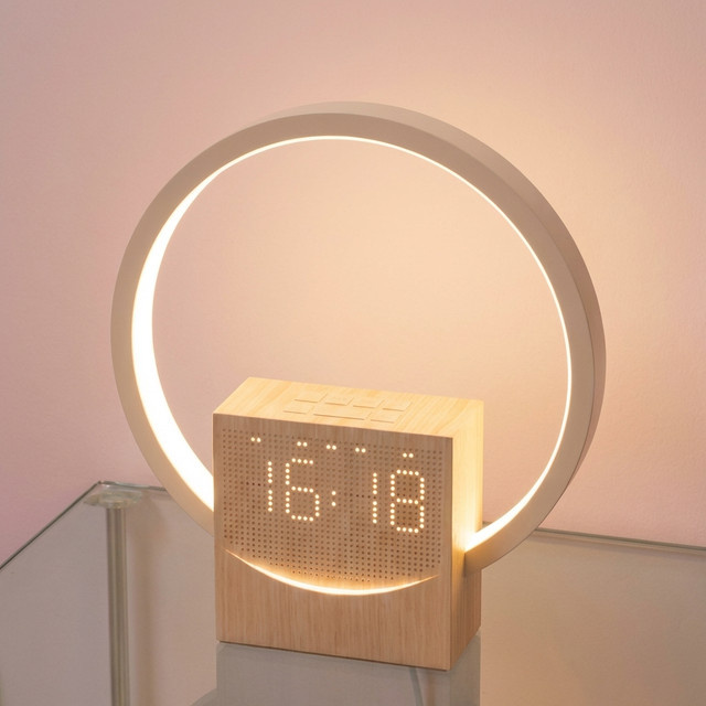 LOVOCK Digitaler Sonnenaufgang-Wecker mit Bluetooth-Lautsprecher, Nachtlicht und Weißes Rauschen, Schreibtischuhr in Weiß - Bild 1