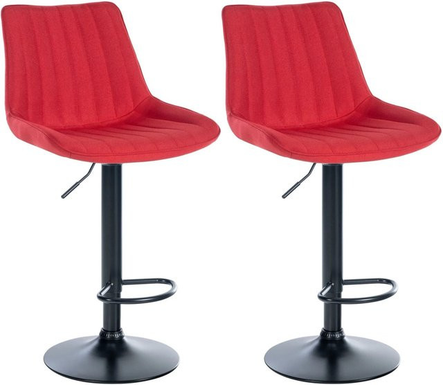 DELUKE Barhocker RIO 2er Set, Barstühle mit Lehne in Rot und Schwarz, Stoff und Kunstleder, drehbar 360 Grad - Bild 1