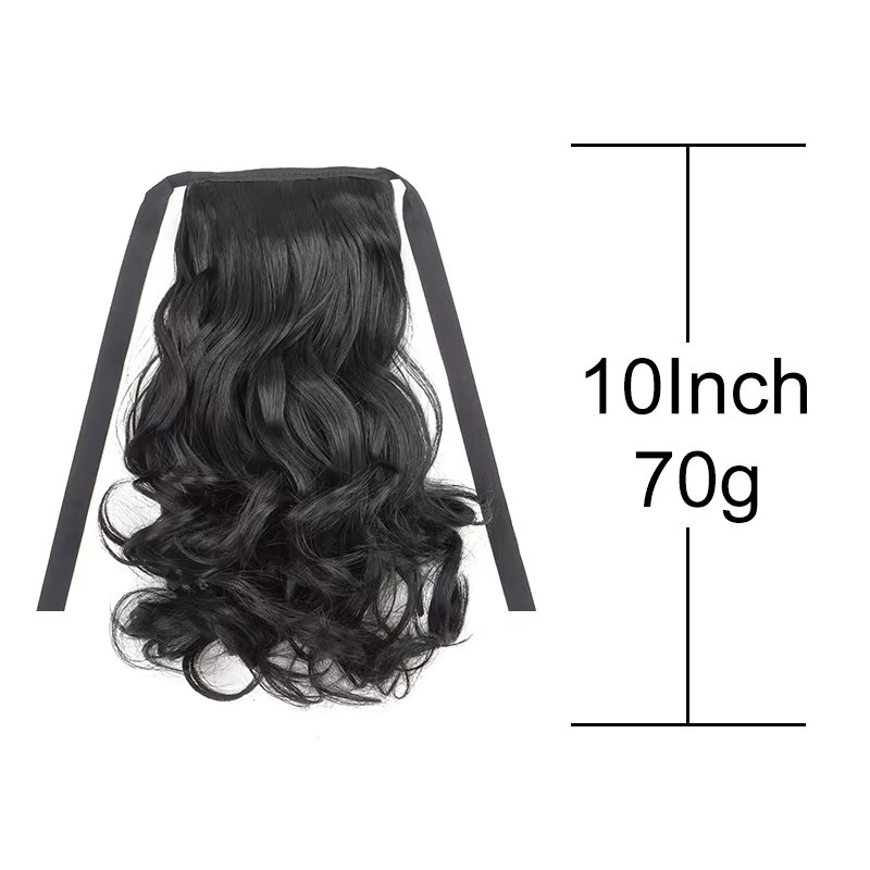 Synthetischer kurzer lockiger Pferdeschwanz Clip-in Haarverlängerung, Schwarzbraun, Damen - Bild 2