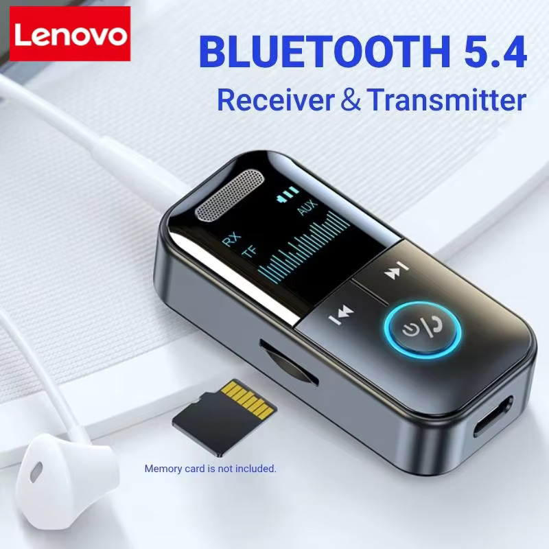 Lenovo Bluetooth 5.4 Audio-Adapter Schwarz mit 3,5 mm Klinkenanschluss und LED-Anzeige als Sender und Empfänger für Auto, Stereoanlage und Kopfhörer - Bild 2