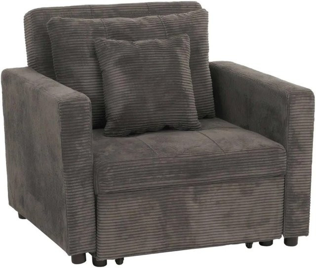 MCW Schlafsessel L90 als Klappsessel und Gästebett in Dunkelgrau aus Cord-Stoff mit einer Liegefläche von Breite: 100 cm, Länge: 200 cm - Bild 2