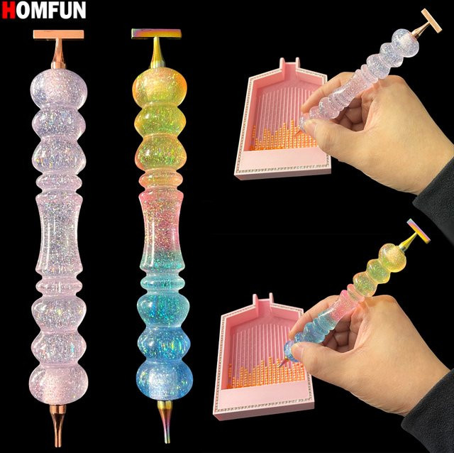 HOMFUN Diamant-Malstift mit Metall-Schraubgewinde-Spitzen in Gold und Multicolour für Diamond Painting Zubehör - Bild 1