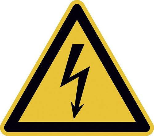 Warnschild Elektrische Spannung ISO 7010 selbstklebende Folie in Gelb, 10 Stück, Breite: 50 mm - Bild 1