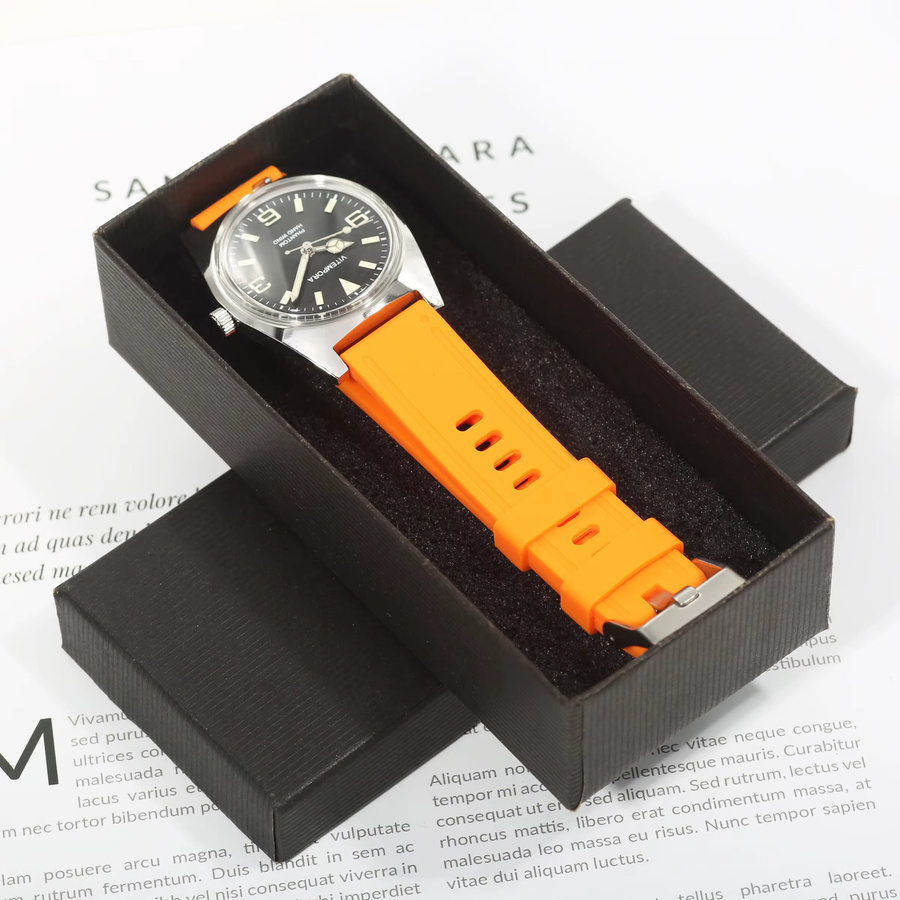 HEIMDALLR Armbanduhr, Handaufzug, 36 mm, Schwarz, Silikon, Herren - Bild 3
