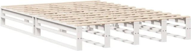 vidaXL Massivholzbett aus Kiefernholz in Weiß, rustikales Bett ohne Matratze, B/T: 135 x 190 cm - Bild 1