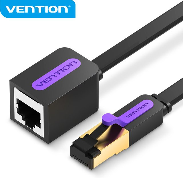 Vention Cat7 Ethernet-Verlängerungskabel RJ45 Stecker auf Buchse LAN-Adapter in Schwarz - Bild 1