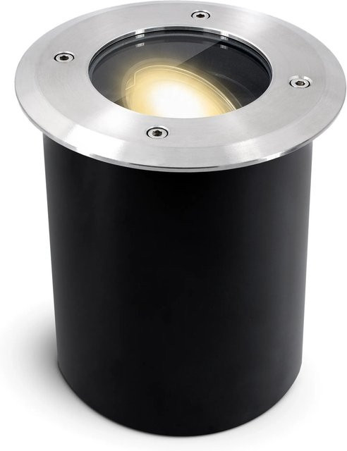 SSC-LUXon Juavi Bodeneinbaustrahler Außen Silber aus Edelstahl, schwenkbar, IP67, mit GU10 LED 6W Warmweiß - Bild 1