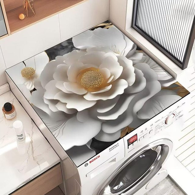 Staubschutztuch aus Kieselalgen-Schlamm für Waschmaschine und Kühlschrank, weiß, B/T: 50 x 50 cm - Bild 1