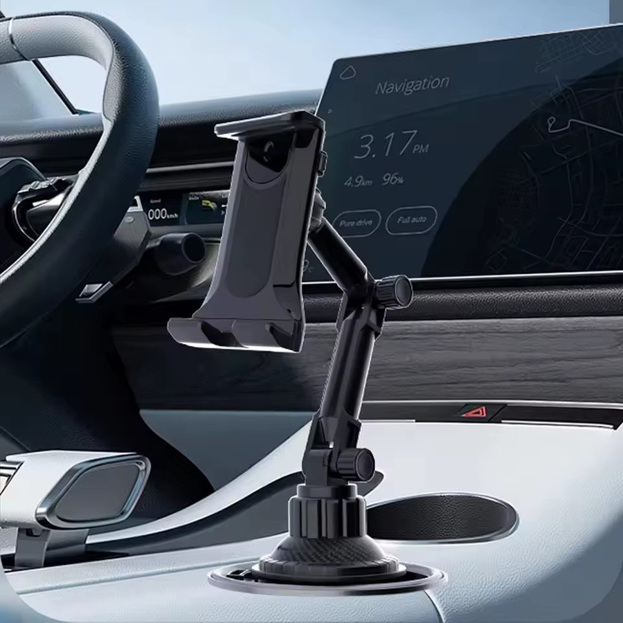 Auto-Tablet-Halterung für Getränkehalter in Schwarz, 360 Grad verstellbare Smartphone-Halterung mit 270 Grad neigbarer Stange und dreieckiger Basis für iPad Pro 11 und Air - Bild 2