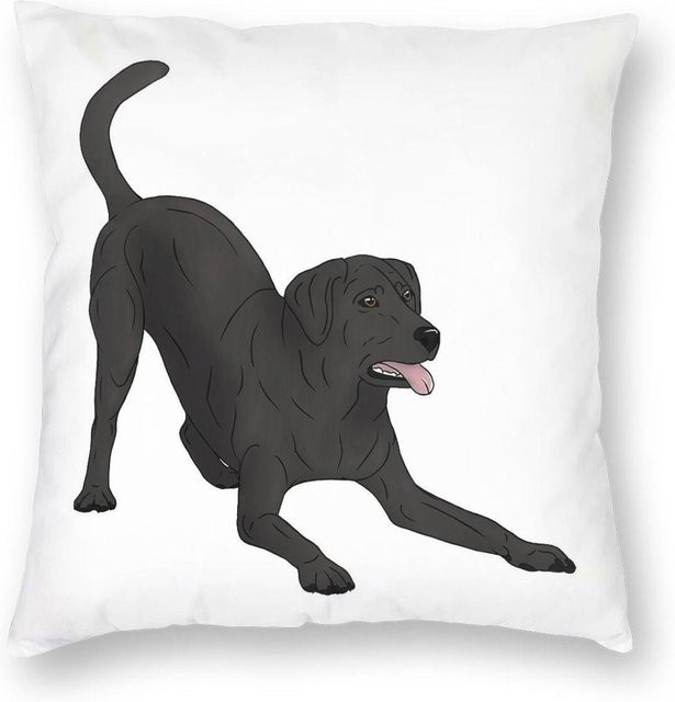 Green Harvest Dekorative Kissenhülle Labrador Retriever mit Reißverschluss, Quadratisches Sitzkissen aus Polyester und Leinen, B/T/H: 18 x 18 x 18 cm - Bild 1