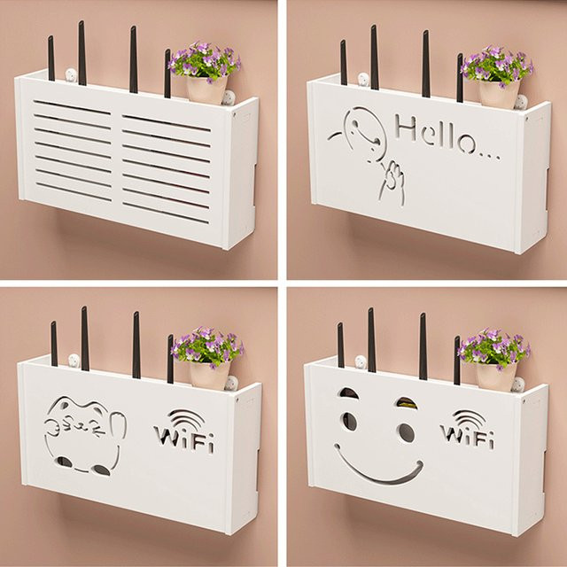 Wandmontierte Aufbewahrungsbox für Wireless Wifi Router und TV Set-top-Box in Weiß aus Kunststoff - Bild 1