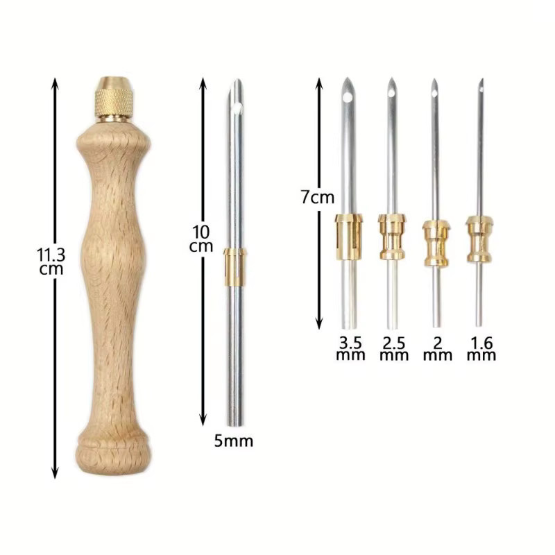 Einstellbares Punch Needle Stickerei Set aus Holz mit Sticknadeln und Zubehör für DIY Handarbeit und Kreuzstich in Multicolour - Bild 2