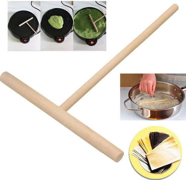 CZSAE T-Form Holz Crepe Maker Teigverteiler aus Holz in Braun - Bild 1