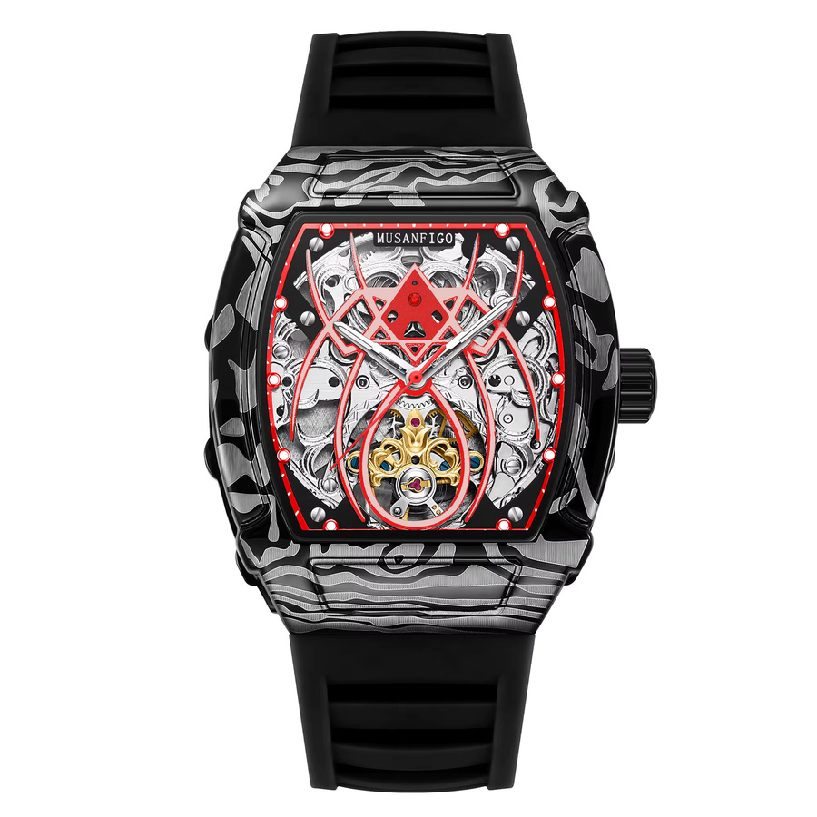MUSANFIGO Armbanduhr Automatik, Edelstahl, Schwarz, Eckig, Herren - Bild 4