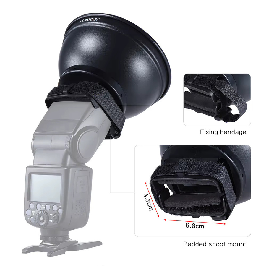 Andoer Beauty Dish Diffusor mit Wabenstruktur in Silber für On-Camera-Blitzgeräte wie Neewer, Canon und Nikon - Bild 3
