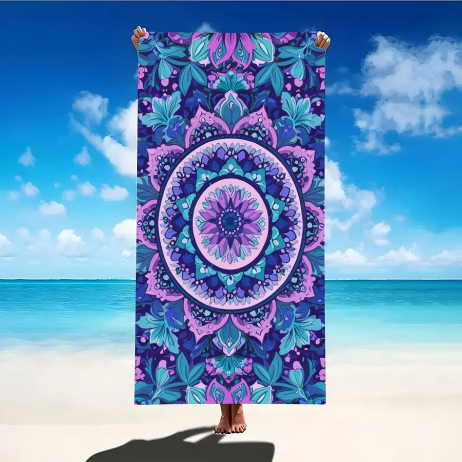 Yiran Strandtuch mit indischem Mandala-Design, schnelltrocknend und saugfähig, Mikrofaser, Mehrfarbig, B/H: 70 x 140 cm - Bild 4