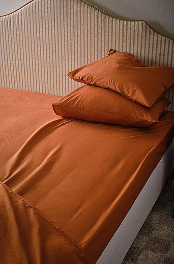 ZACK Spannbettlaken aus Bio-Baumwolle, Organisch, Braun und Orange, B/T: 144 x 200 cm - Bild 1