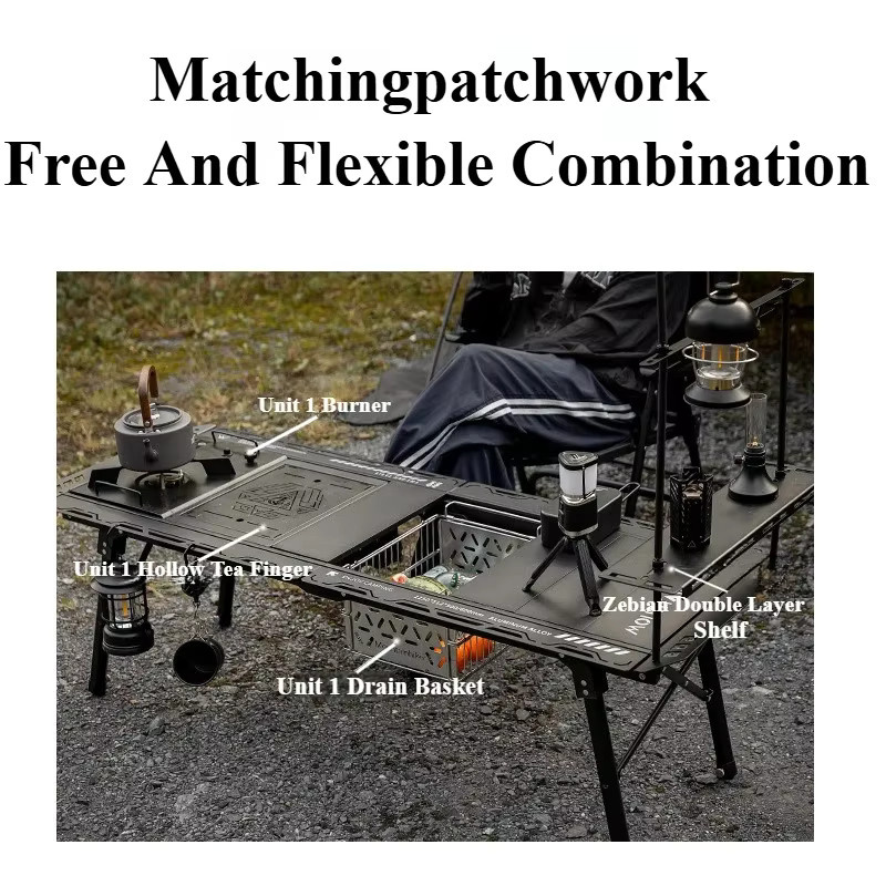 Mountainhiker IGT Outdoor Camping Tisch aus Aluminiumlegierung, 5-teiliges Set, Schwarz, Ultraleichter Klapp-Tisch für BBQ und Picknick - Bild 2