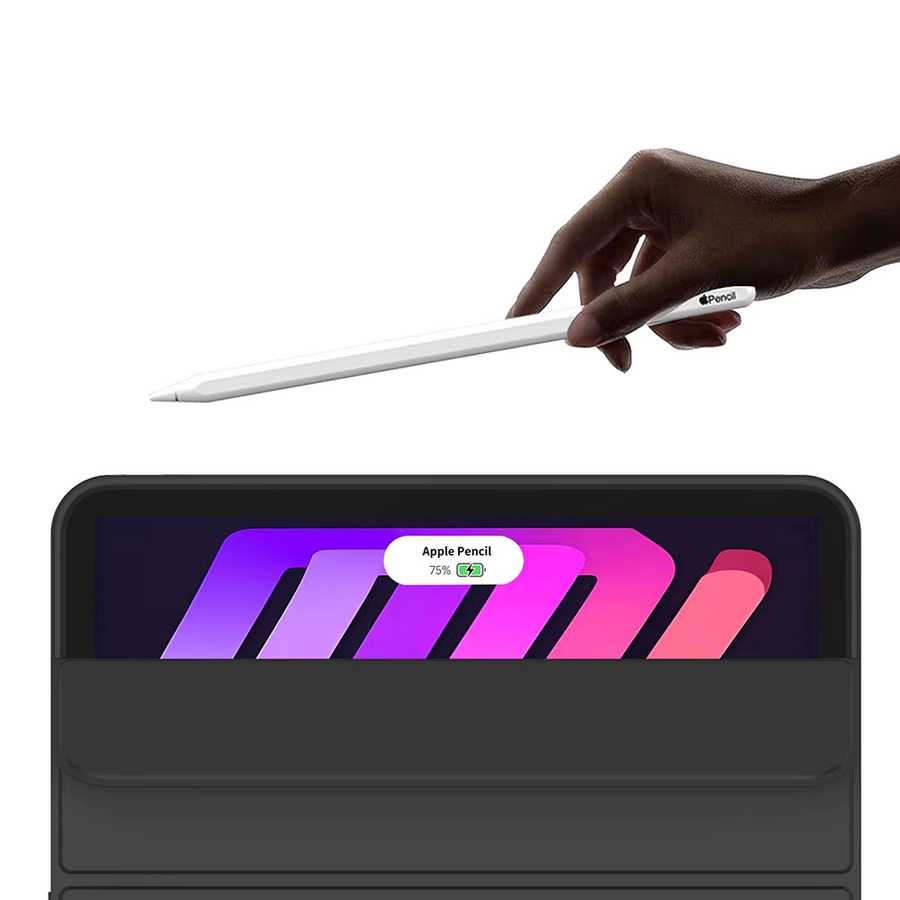 Zair Magnetische Smart Cover Hülle für iPad Mini 7 (2024) A17 Pro und iPad Mini 6 (2021) 8,3 Zoll mit weicher Silikon-Rückschale in Grau oder Schwarz - Bild 1