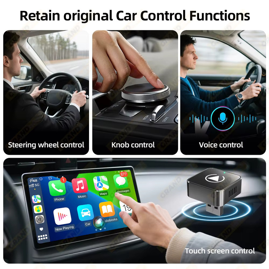 Grandnavi Drahtloser CarPlay und Android Auto Adapter USB Dongle Smart Mini Box in Schwarz für Ford, Benz, VW, Toyota, Nissan und Honda - Bild 5