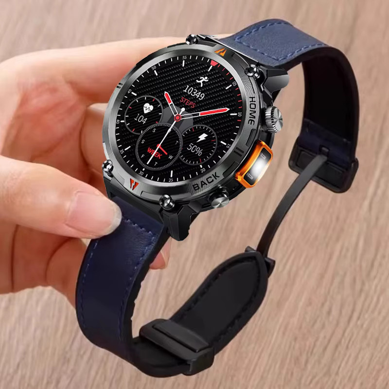 EIGIIS Uhrenarmband Leder, Silikon, 22 mm, Schwarz, Unisex - Bild 1