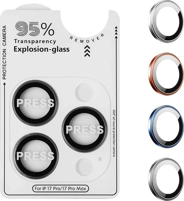 Apple iPhone 17 Pro Max, iPhone 17 Air und iPhone 17 Pro Kamera Objektiv Schutz aus gehärtetem Glas mit Screen Protector und Ring in Transparent - Bild 1