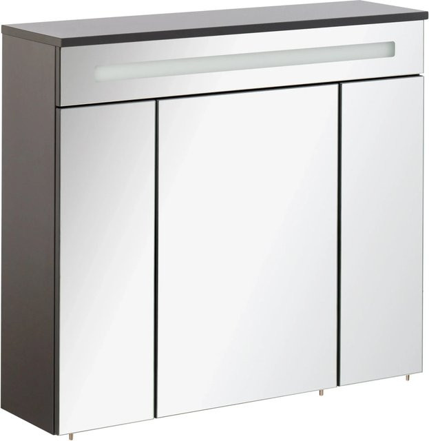 Fackelmann Spiegelschrank Kara Anthrazit mit LED-Beleuchtung, Softclose-Türen und Steckdose, B/H/T: 80 x 70 x 22,5 cm - Bild 1
