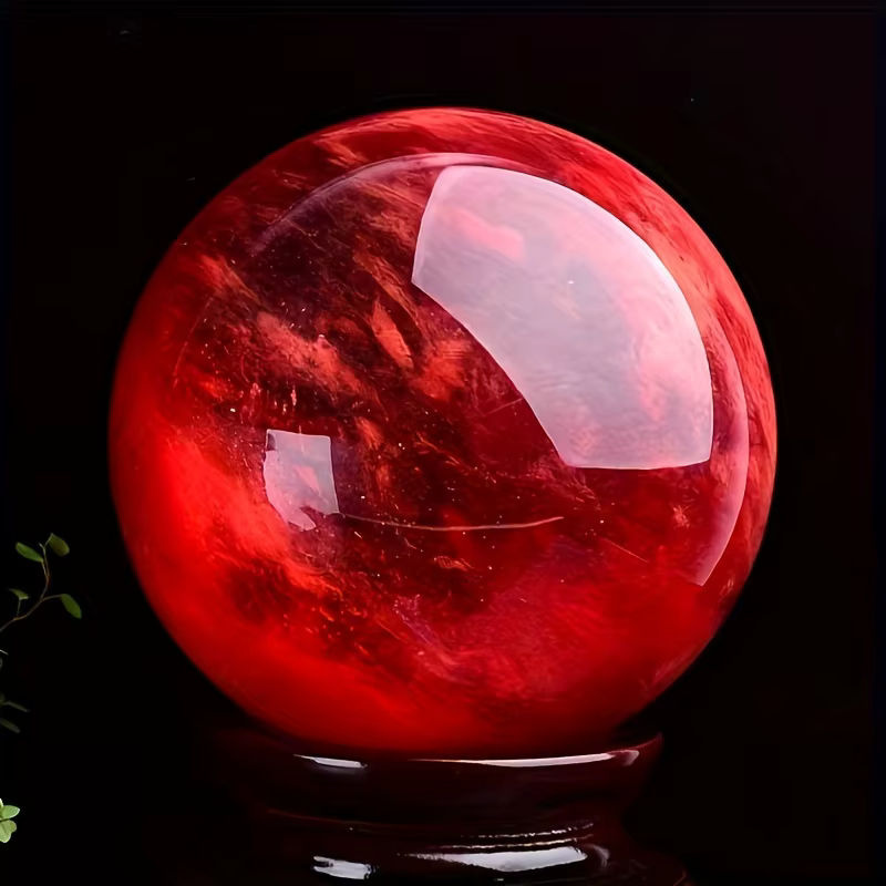Rote Kristallquarzkugel aus Glas als runde Heimdekoration - Bild 2