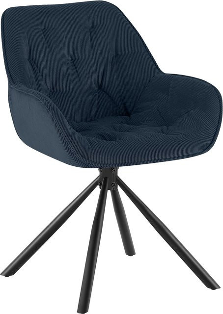 CLP Esszimmerstuhl Rimio Sessel Cord Blau, drehbar und 180 Grad schwenkbar mit Armlehnen und Rückenlehne, bis 150 kg belastbar - Bild 1