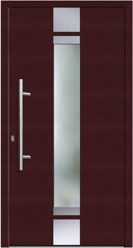 KNOCK Flügelüberdeckende Kunststoff-Haustür Terra mit Glaseinsatz, purpur-rot, modern - Bild 1