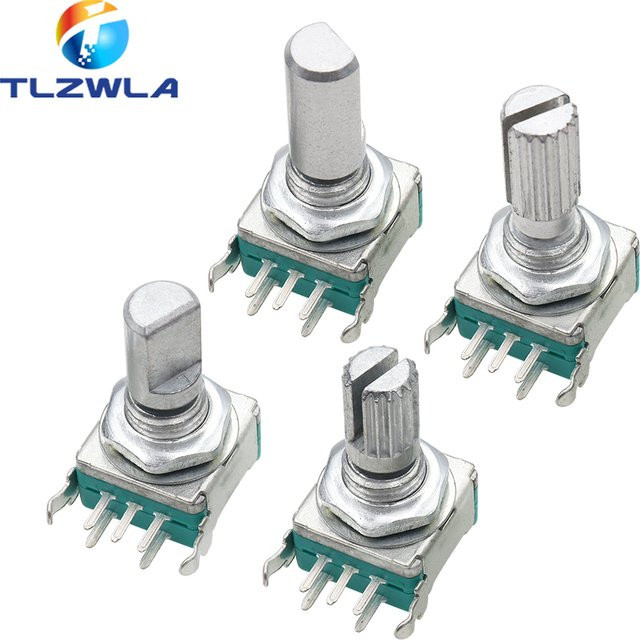 5er Set EC11 Horizontaler Drehgeber mit Schalter, 20 Bit Impuls, Silber, Halbwelle 15mm oder 20mm Pflaumenblüten-Schaft - Bild 1