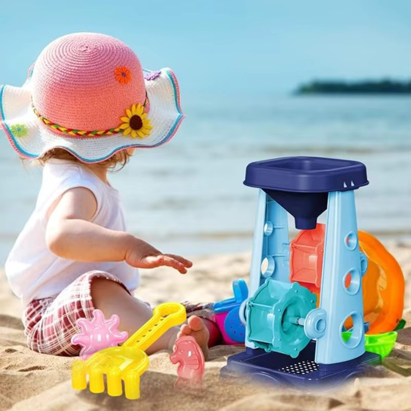 SONGYI Strandspielzeug-Set, Sandrad, Sandeimer, Roller, Schaufel, Rechen, Segelboot, Sanduhr, niedliche Formen, Set / Bundle - Bild 4